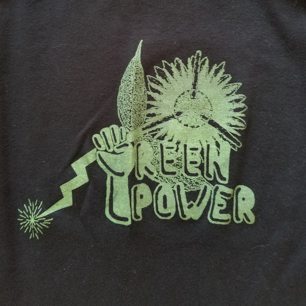 Green Power glow in the dark t-shirt Men's Size S Black